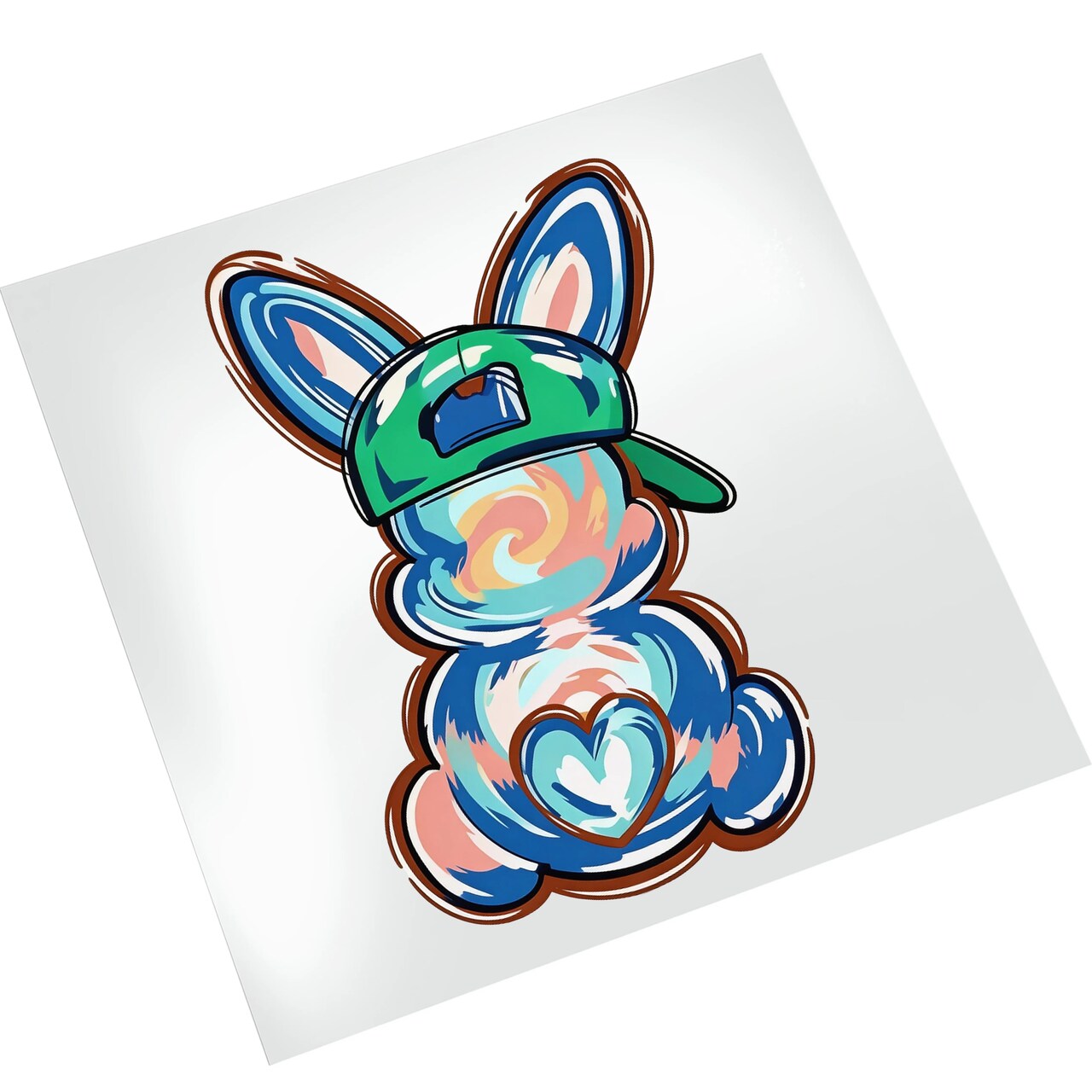 Easter DTF Transfer - Tie Dye Bunny Baseball Cap Ready To Press